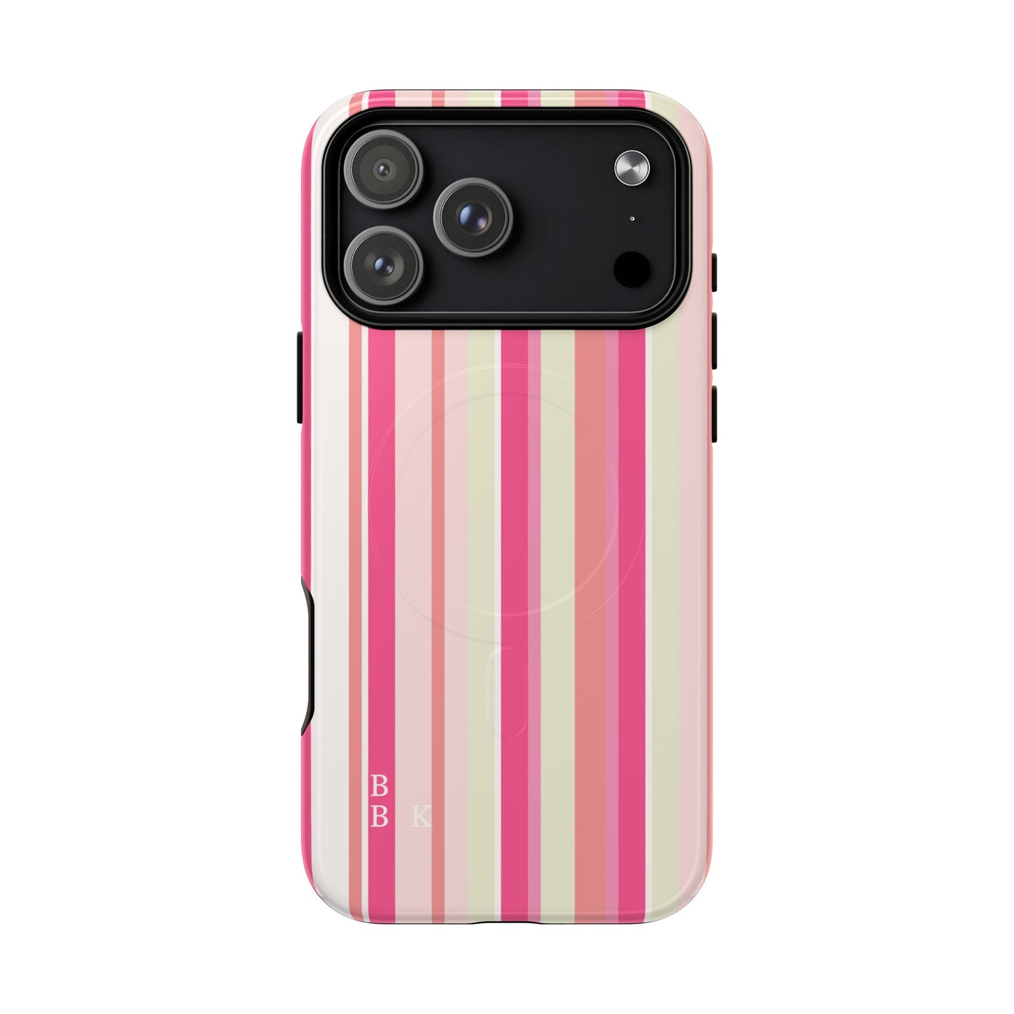 Magnetic Tough Case — Pink Striped Phone Cover (MagSafe Compatible)