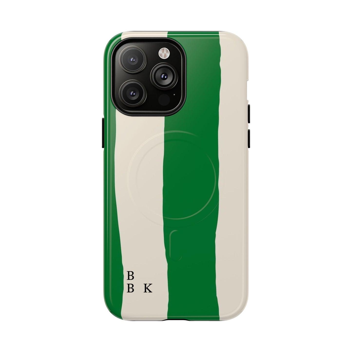 Green Stripe Tough Magnetic Phone Case — Custom Monogram BBK