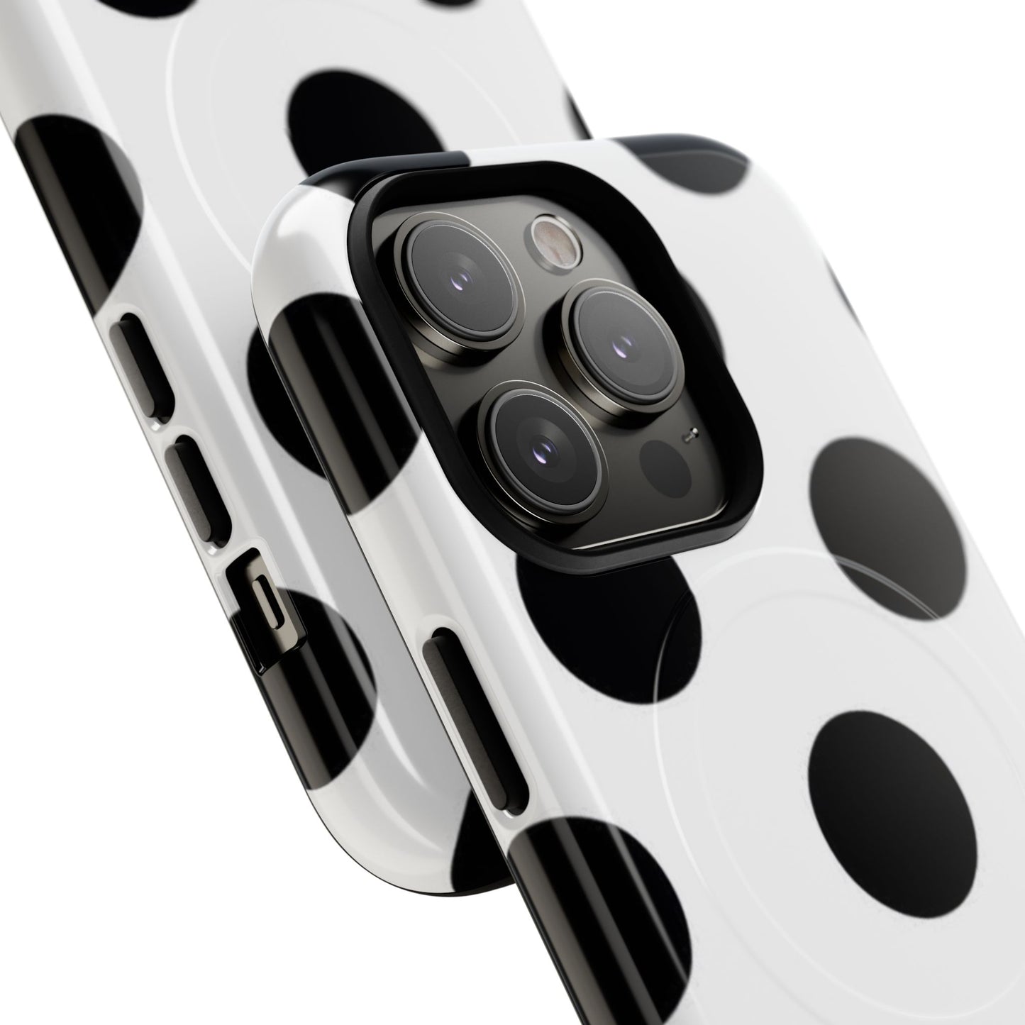 Polka Dot Magnetic Phone Case — Black & White Retro Dot Tough Case
