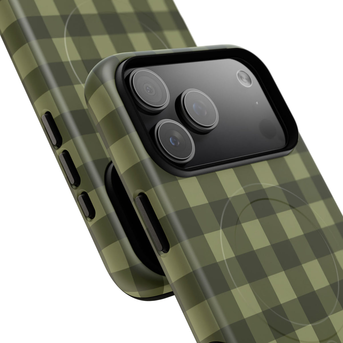 Green Buffalo Plaid Magnetic Phone Case — Tough Protective MagSafe-Compatible Case