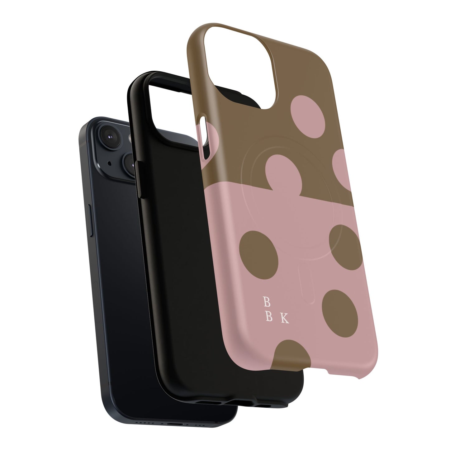 Pink + Yellow Polka Dot Magnetic Tough Case — Protective Magnetic Phone Case with 'BBK' Accent