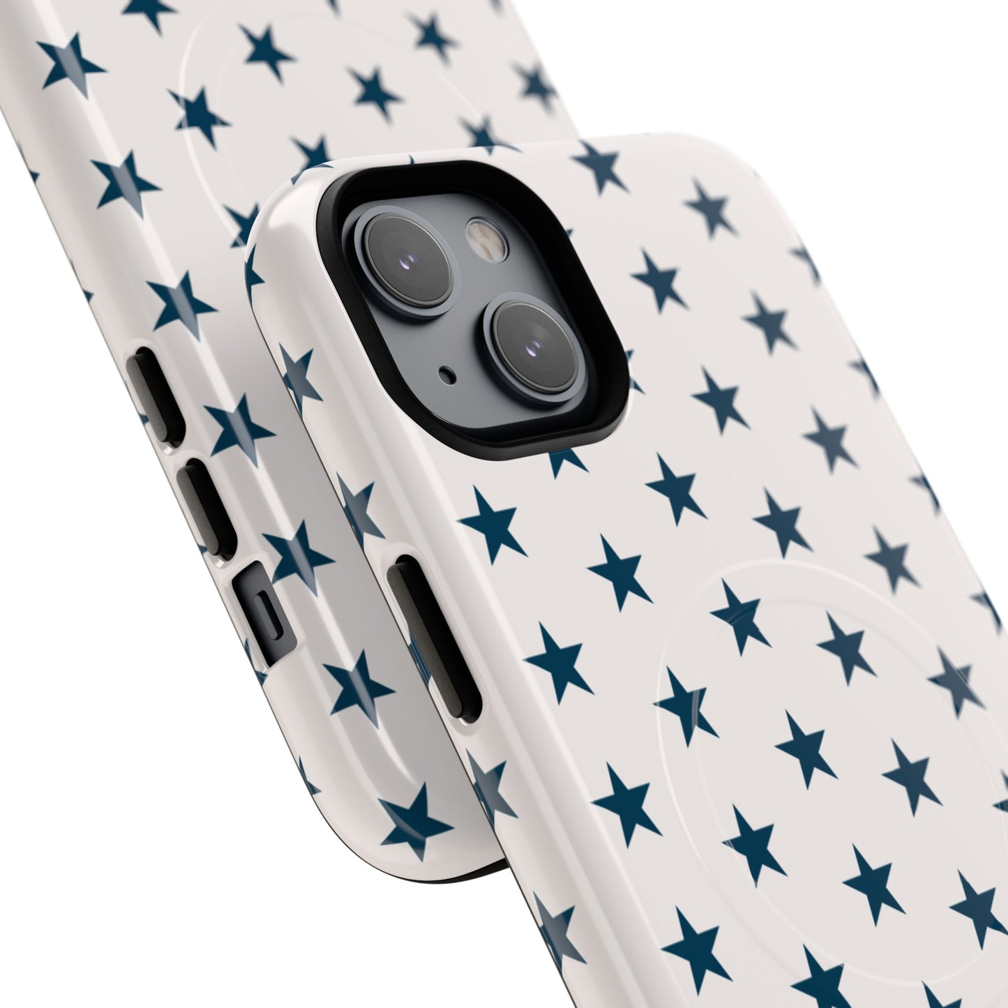 Star Pattern Tough Magnetic Phone Case — Navy Stars on White