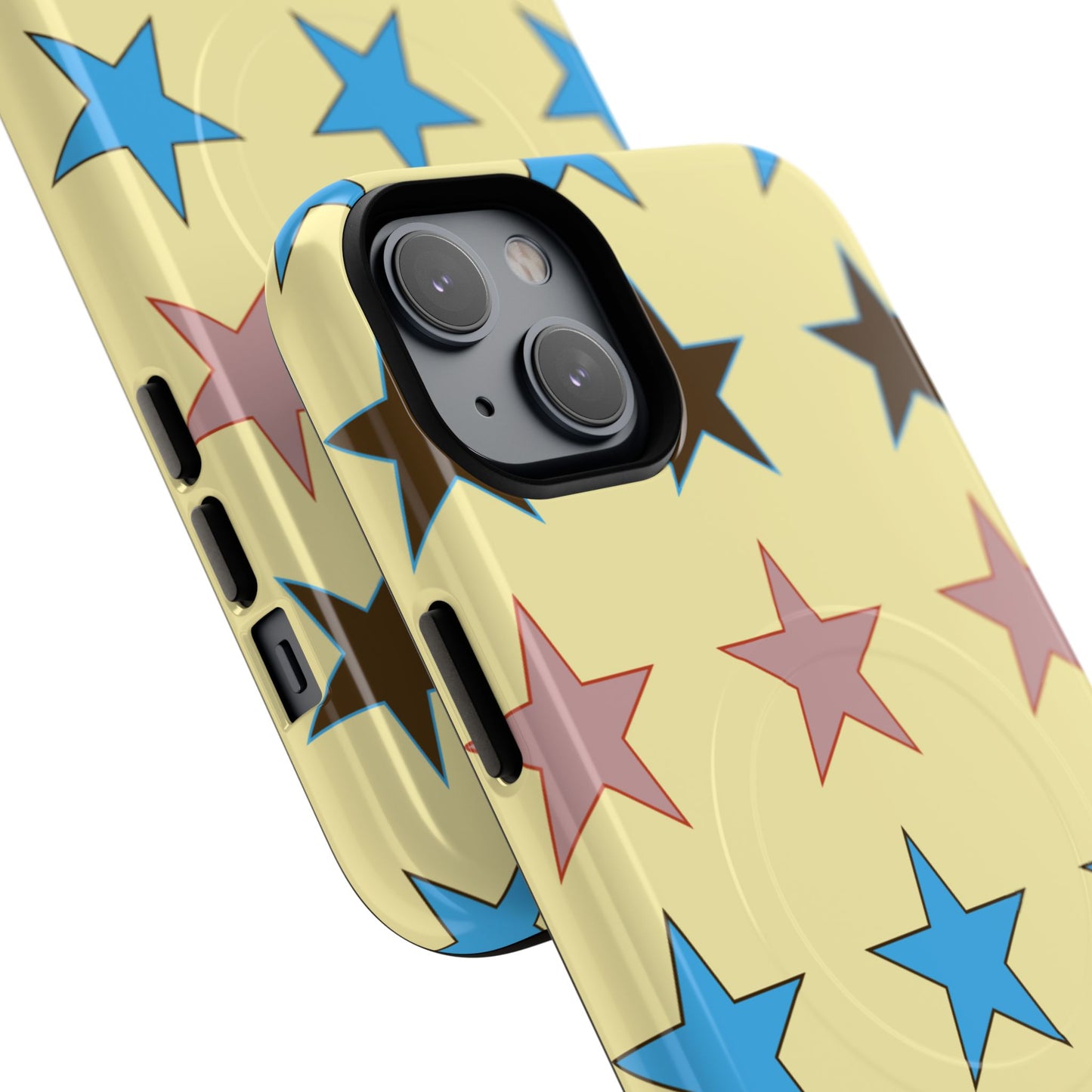 Star Pattern Tough Magnetic Phone Case — Colorful Retro Stars Protective Cover