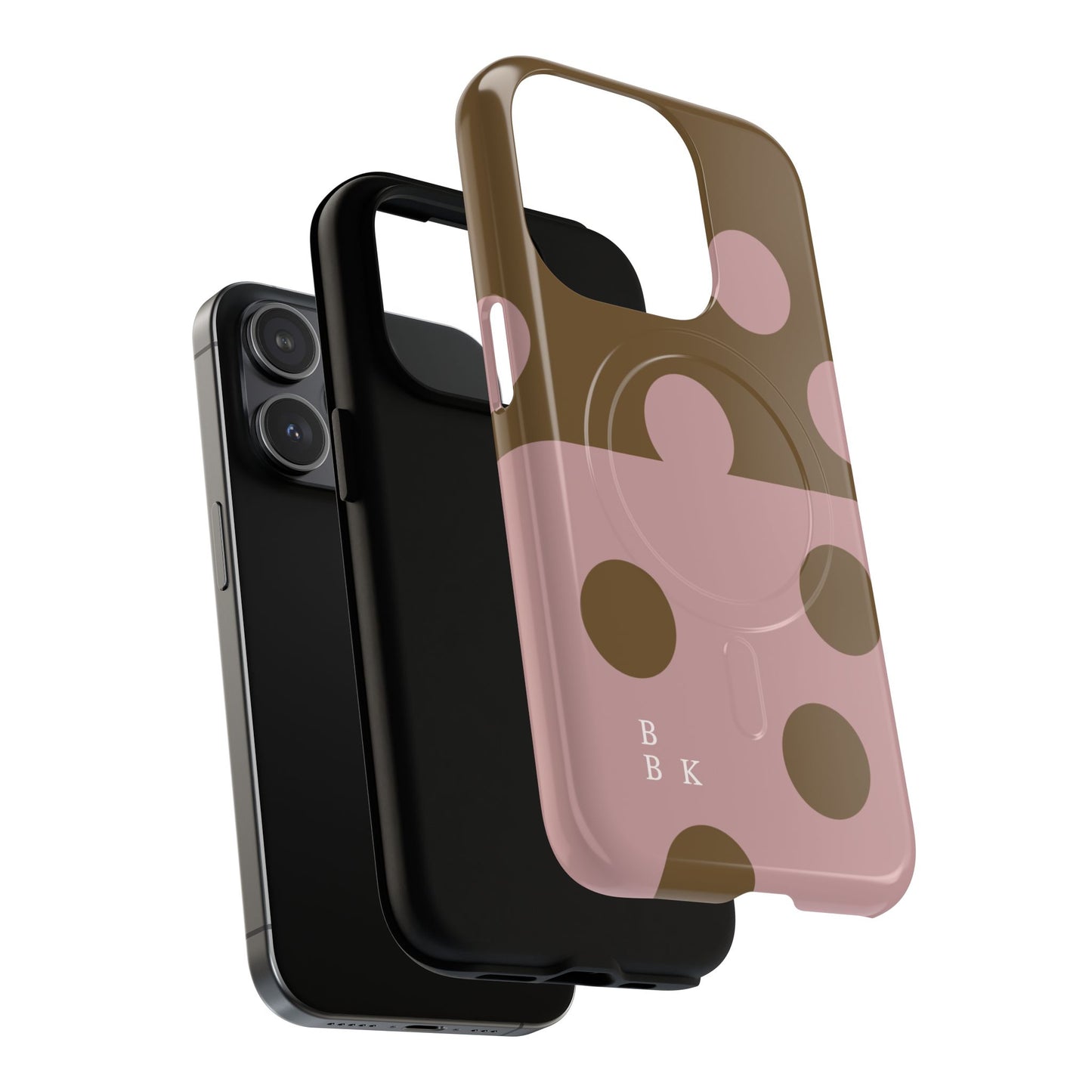 Pink + Yellow Polka Dot Magnetic Tough Case — Protective Magnetic Phone Case with 'BBK' Accent