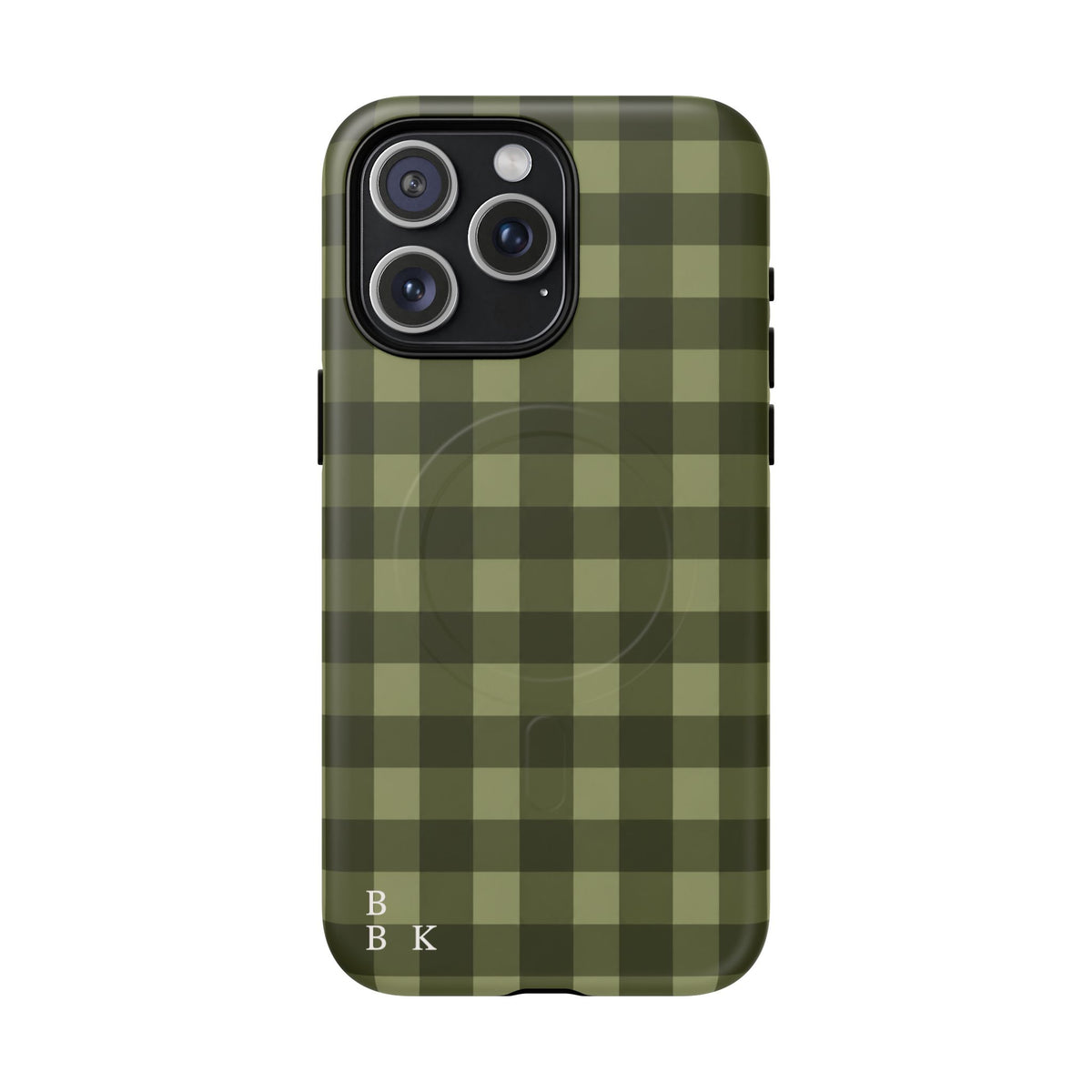 Green Buffalo Plaid Magnetic Phone Case — Tough Protective MagSafe-Compatible Case