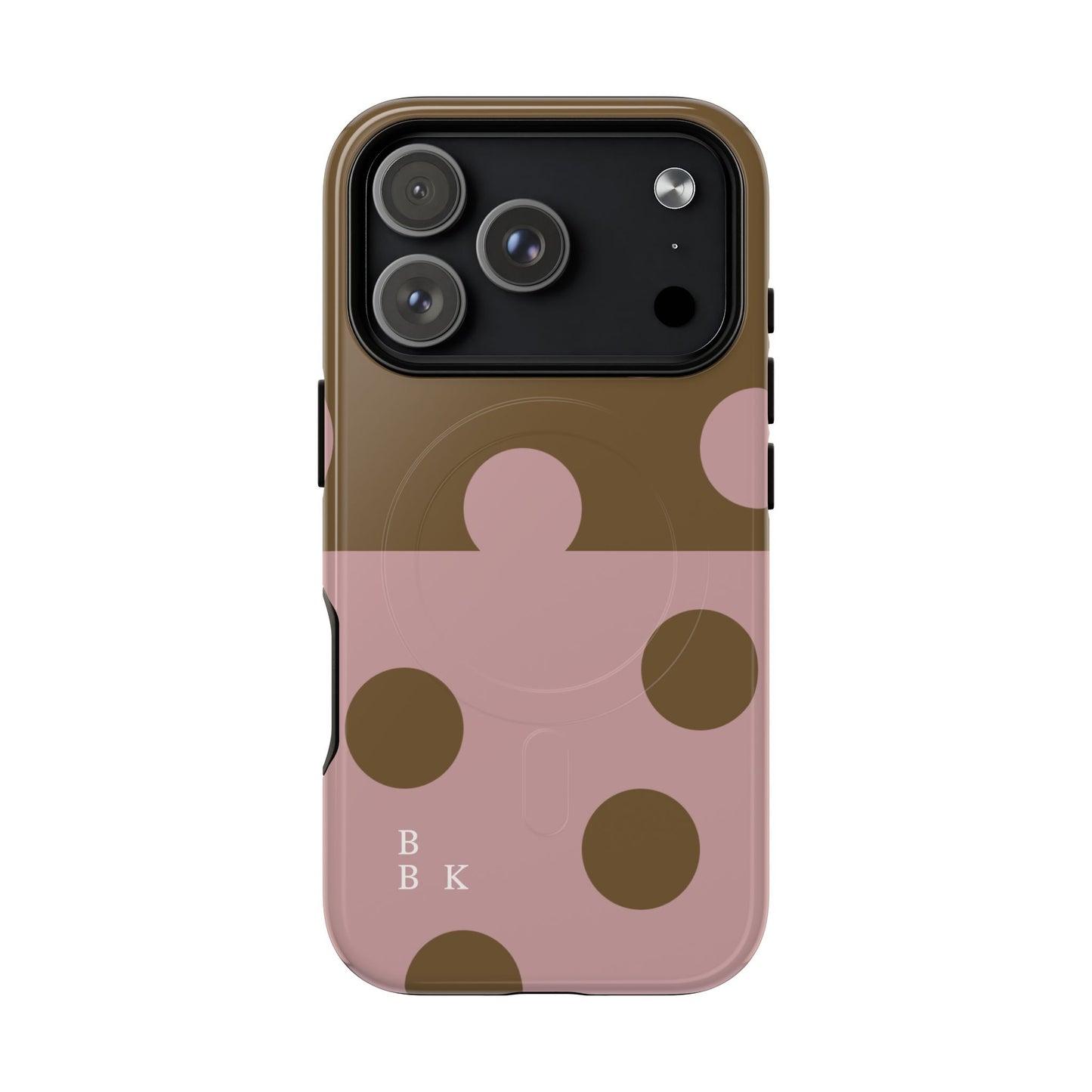 Pink + Yellow Polka Dot Magnetic Tough Case — Protective Magnetic Phone Case with 'BBK' Accent