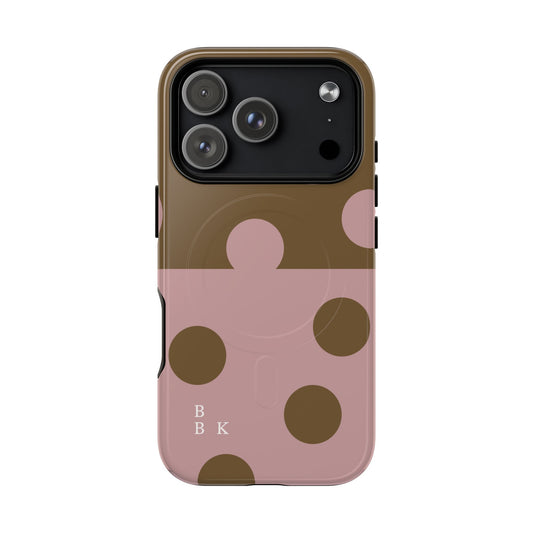 Pink + Yellow Polka Dot Magnetic Tough Case — Protective Magnetic Phone Case with 'BBK' Accent