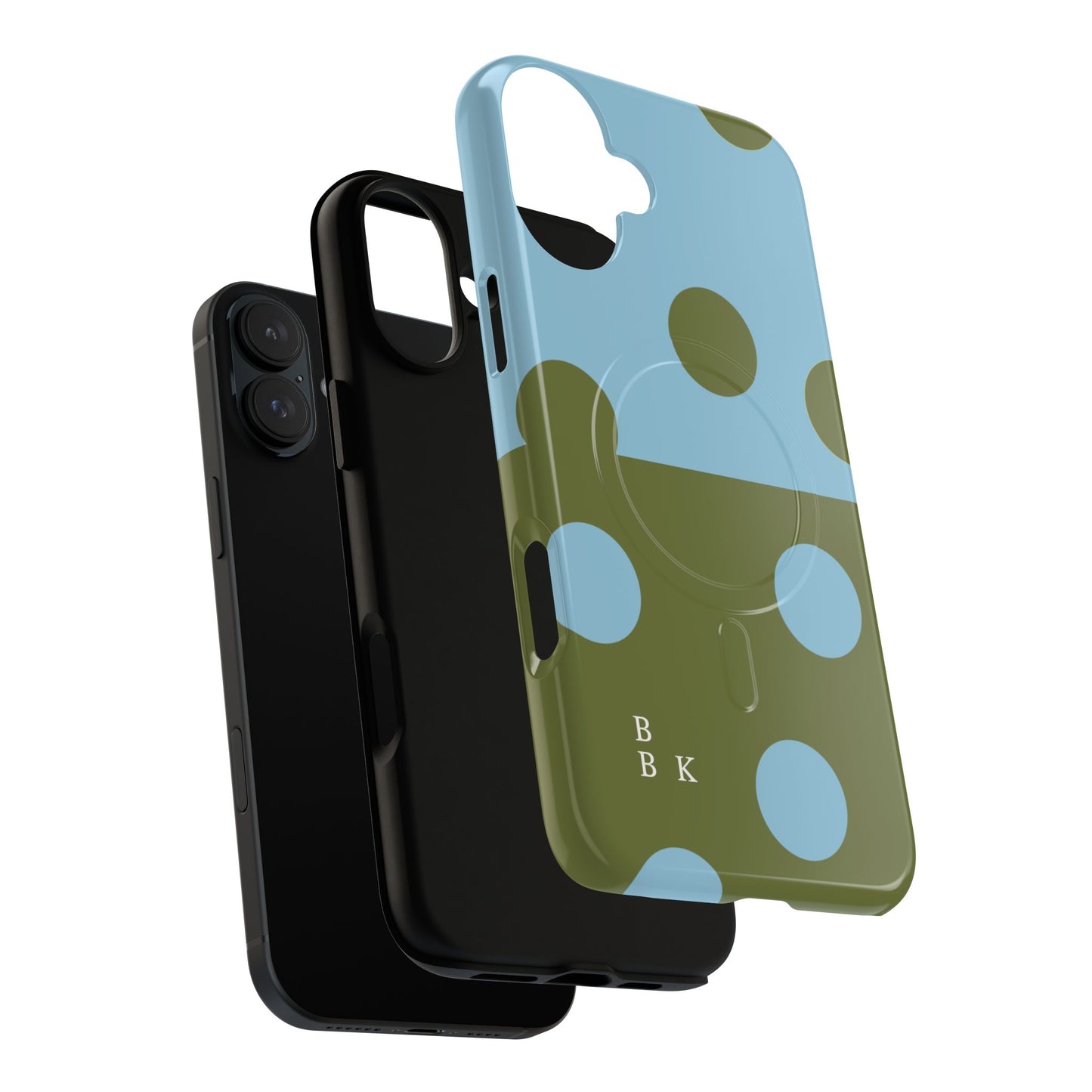 Polka Dot Magnetic Phone Case — Blue & Olive Protective Snap-On Cover