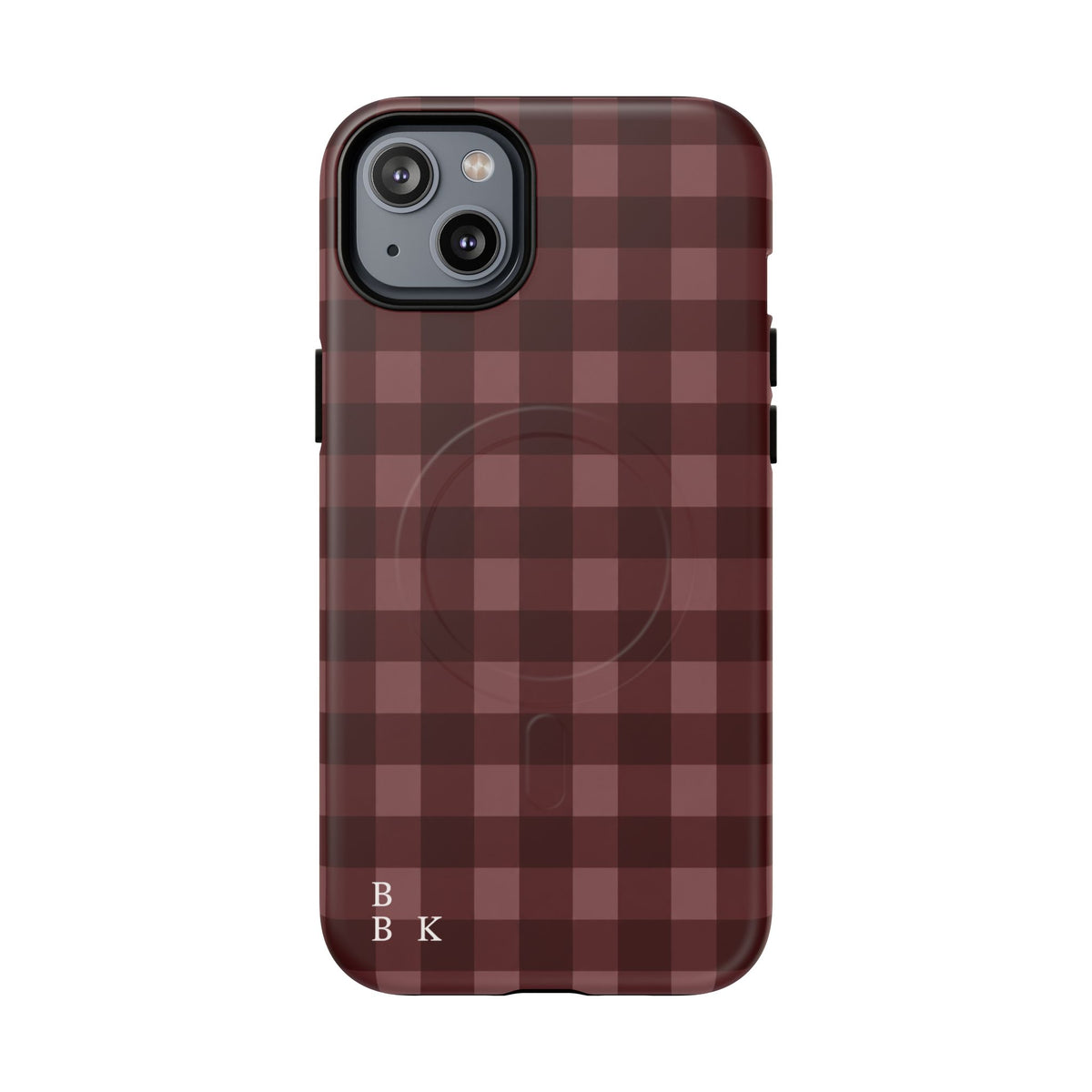Plaid Magnetic Phone Case — Burgundy Buffalo Check Tough Protective Cover