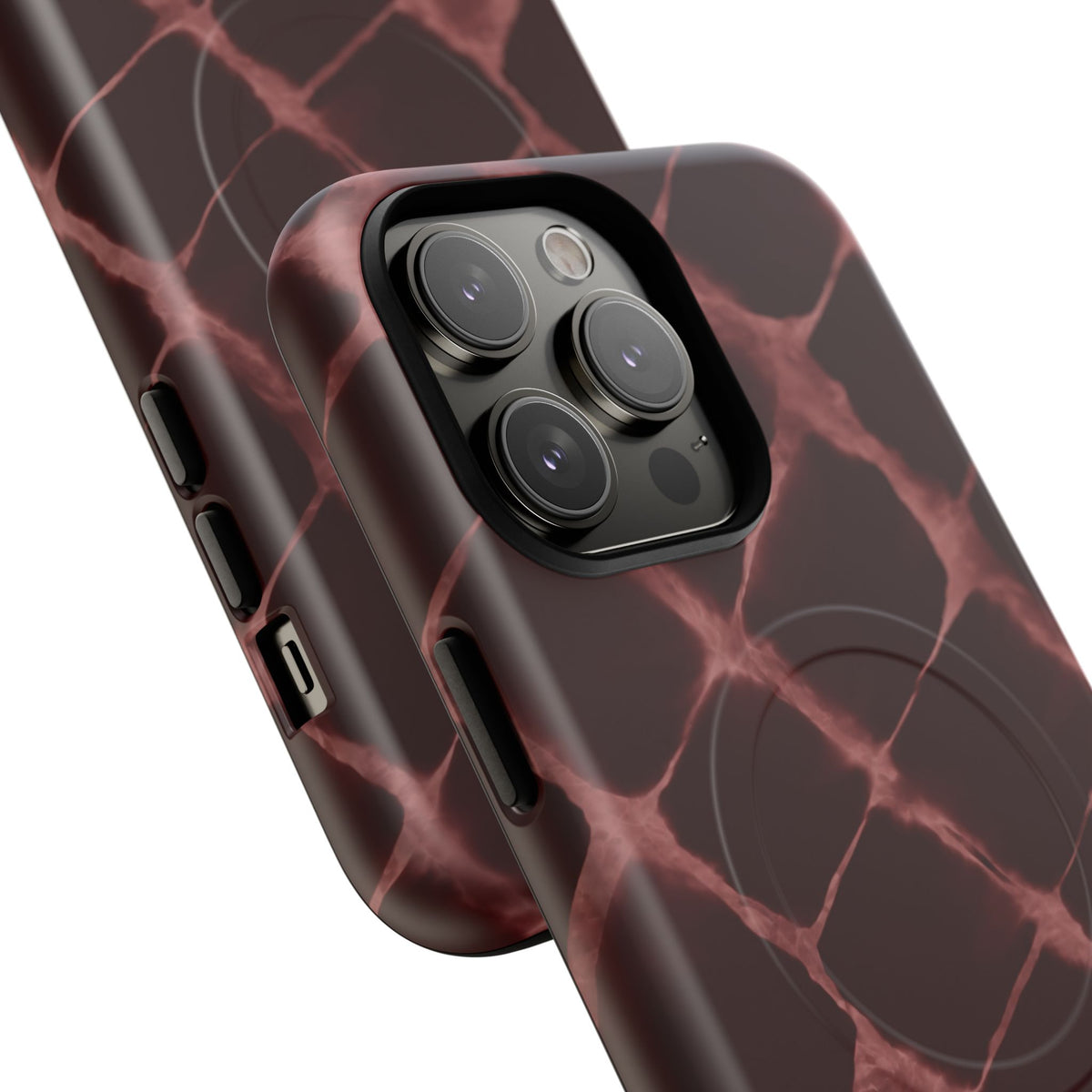 Magnetic Phone Case — Burgundy Marble Tough Protective Cover