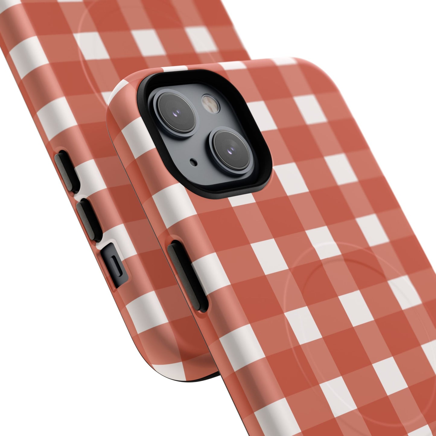 Burnt Orange Gingham Tough Magnetic Phone Case — Plaid Protective iPhone Cover