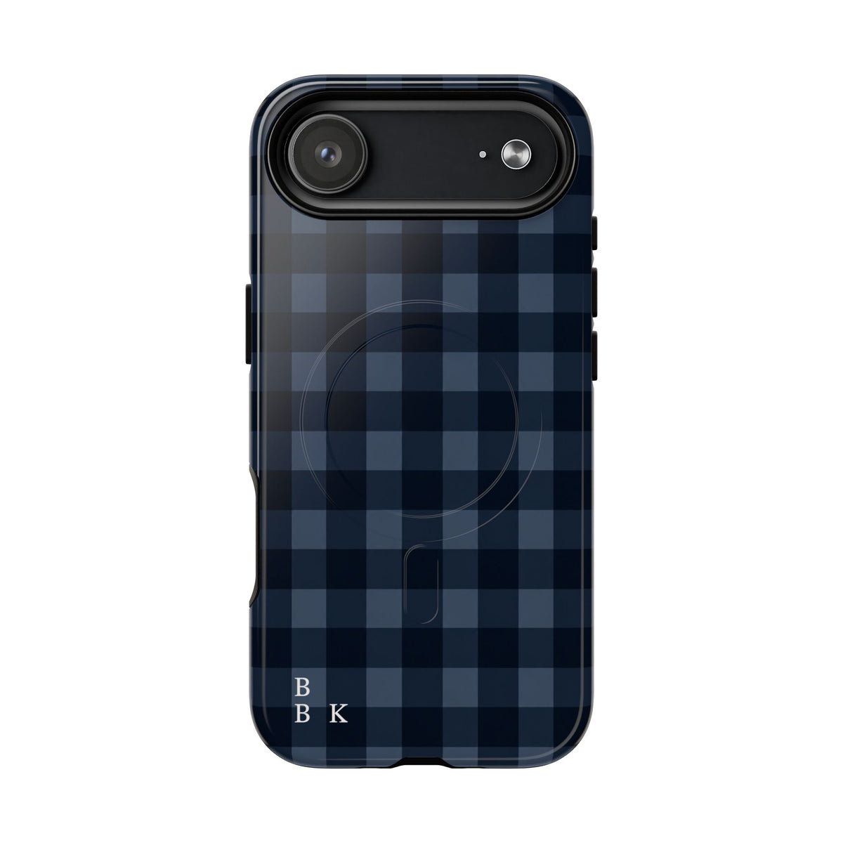 Plaid Magnetic Phone Case — Navy Buffalo Check Tough MagSafe-Compatible Case