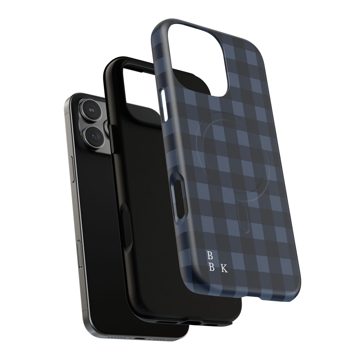 Plaid Magnetic Phone Case — Navy Buffalo Check Tough MagSafe-Compatible Case