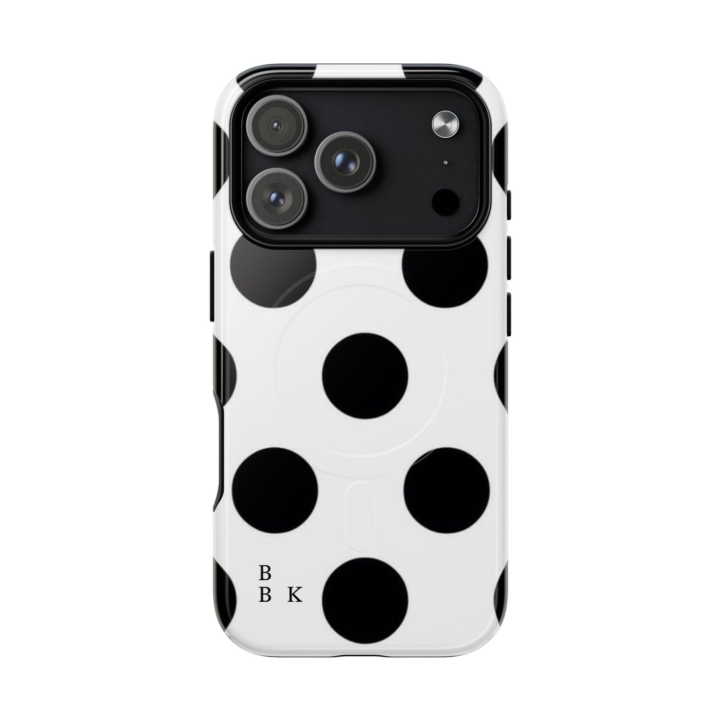 Polka Dot Magnetic Phone Case — Black & White Retro Dot Tough Case