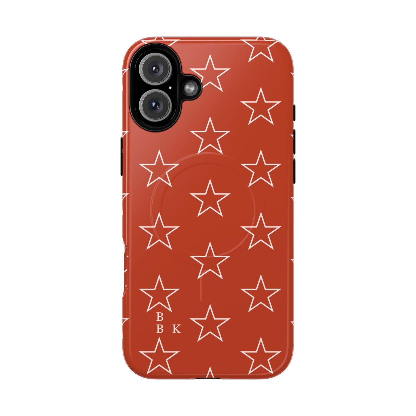 Star Pattern Tough Magnetic Phone Case — Rust Red Protective iPhone Cover