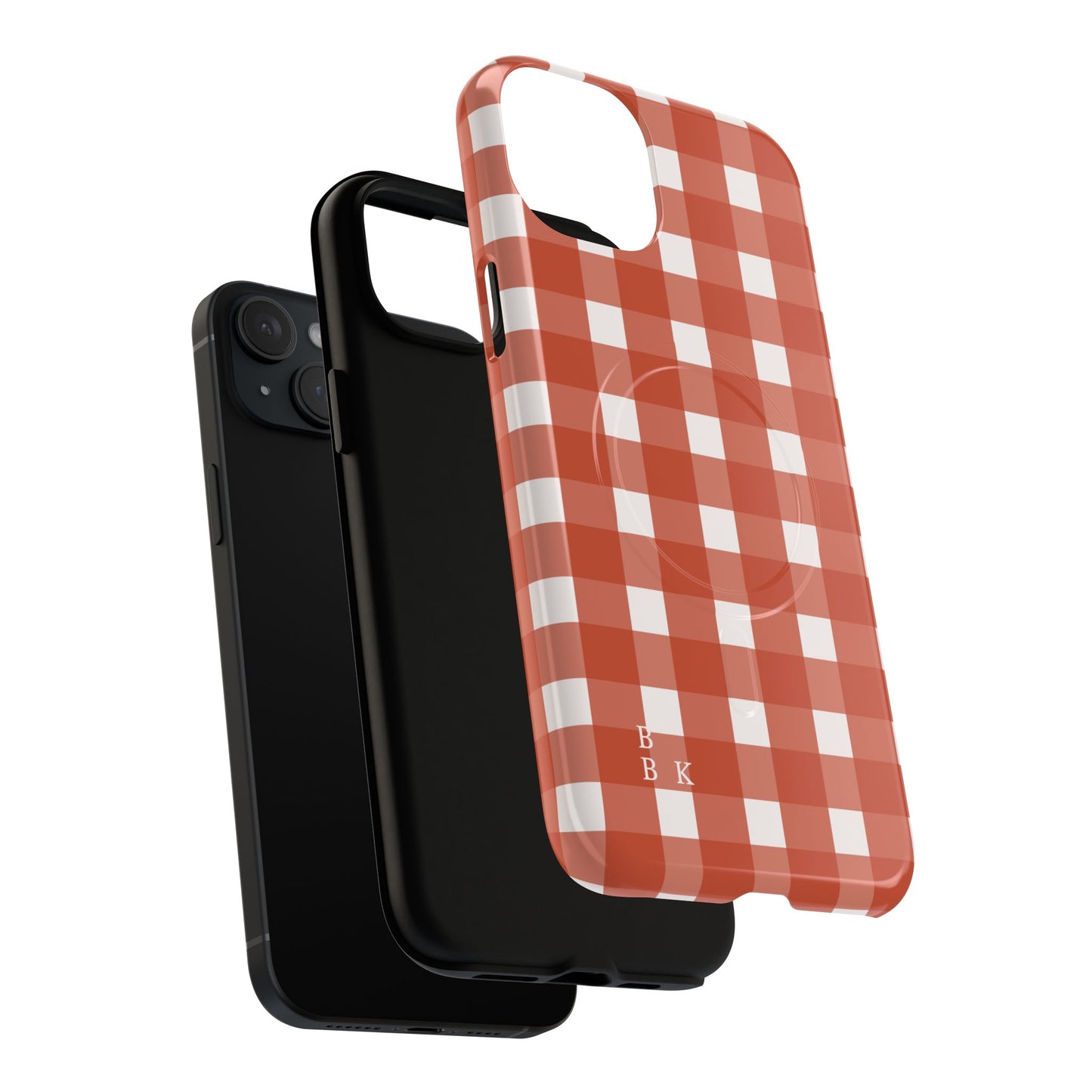 Burnt Orange Gingham Tough Magnetic Phone Case — Plaid Protective iPhone Cover