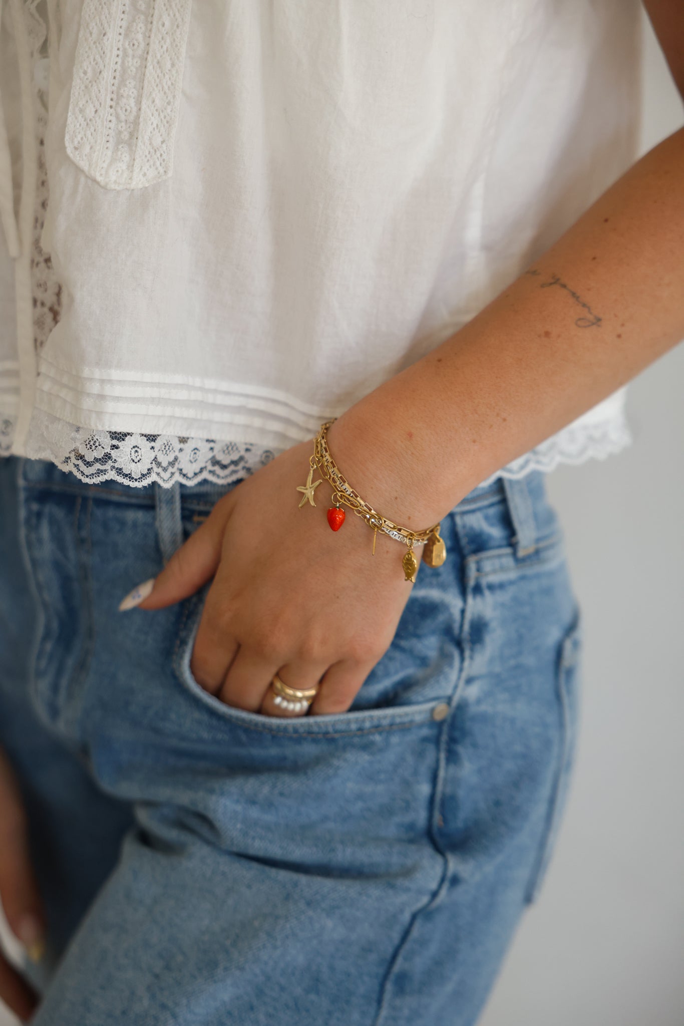 Paper Clip Chain Bracelet + Charms