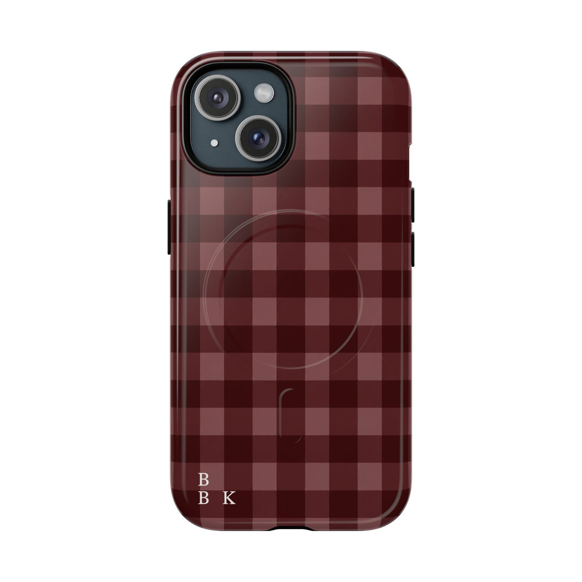 Plaid Magnetic Phone Case — Burgundy Buffalo Check Tough Protective Cover