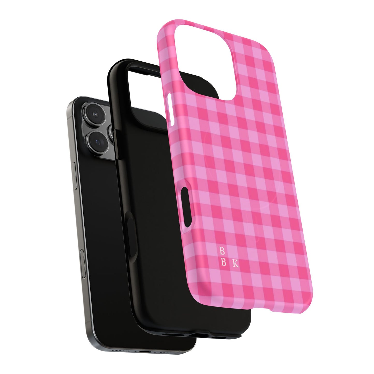 Pink Gingham Tough Magnetic Phone Case – Durable Checkered Design