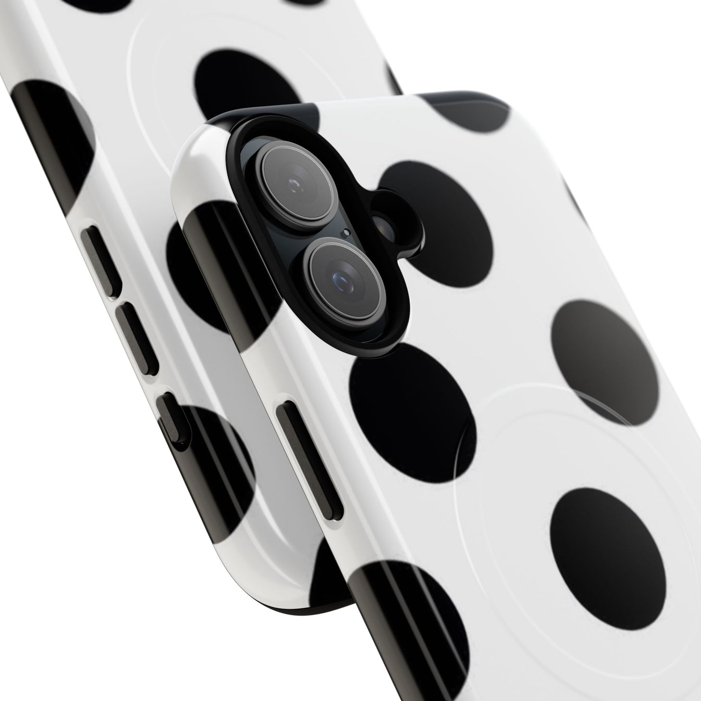 Polka Dot Magnetic Phone Case — Black & White Retro Dot Tough Case