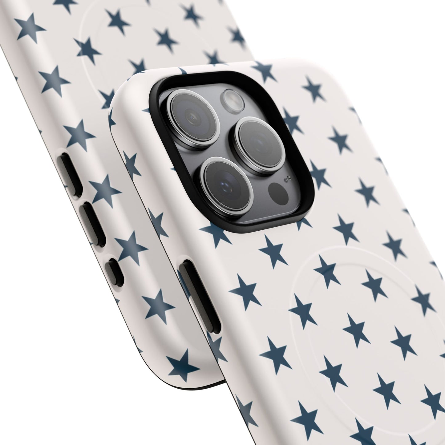 Star Pattern Tough Magnetic Phone Case — Navy Stars on White