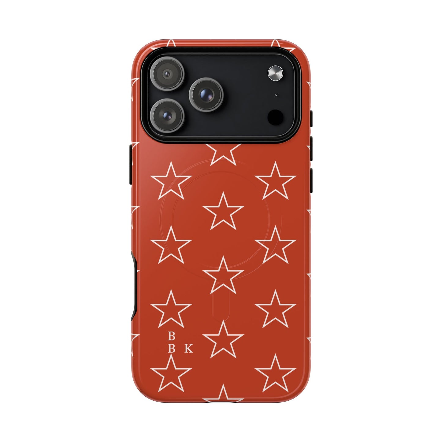 Star Pattern Tough Magnetic Phone Case — Rust Red Protective iPhone Cover