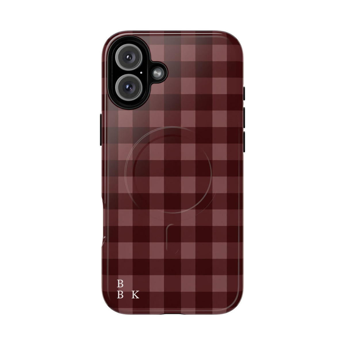 Plaid Magnetic Phone Case — Burgundy Buffalo Check Tough Protective Cover