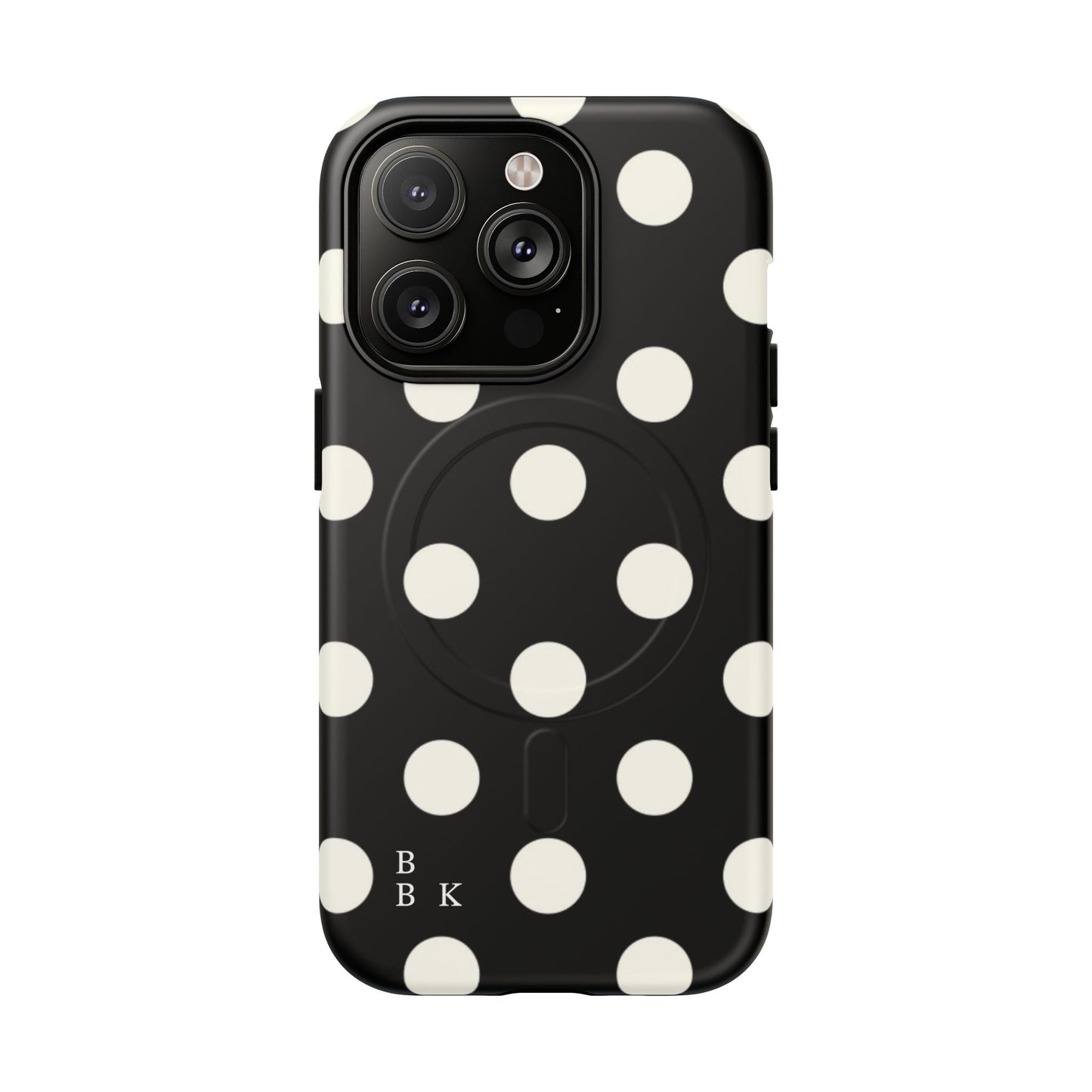 Polka Dot Tough Magnetic Phone Case — Black & White Protective MagSafe Case