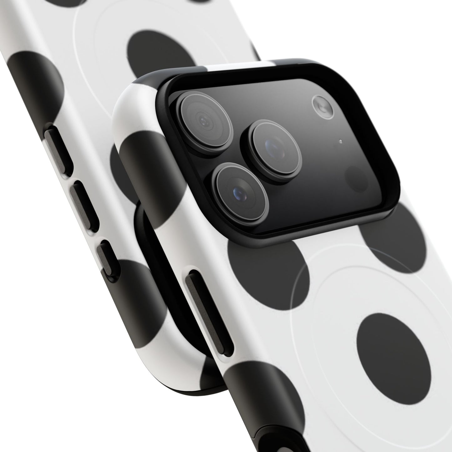 Polka Dot Magnetic Phone Case — Black & White Retro Dot Tough Case