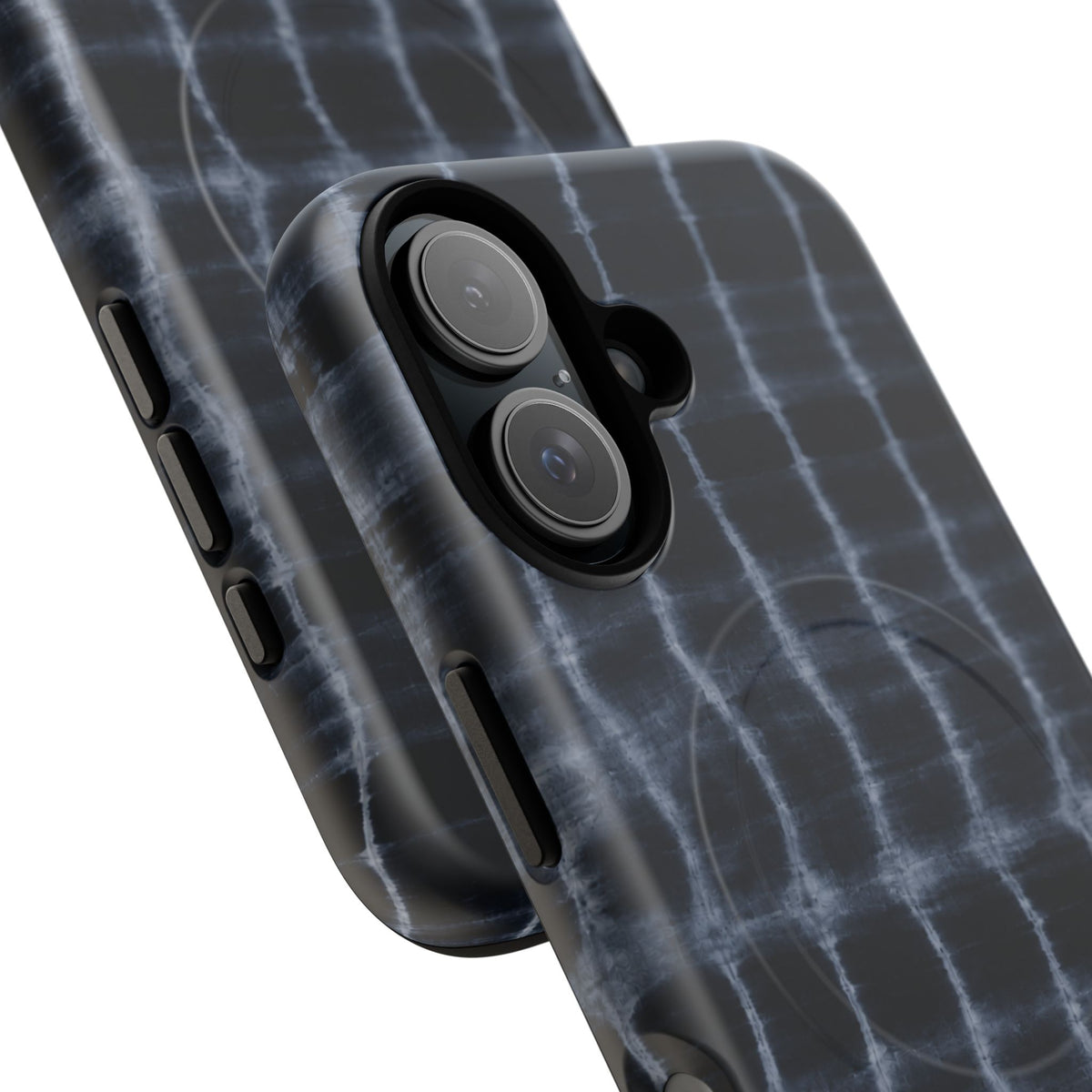 Magnetic Phone Case — Black Tie-Dye Tough Protective Cover with MagSafe