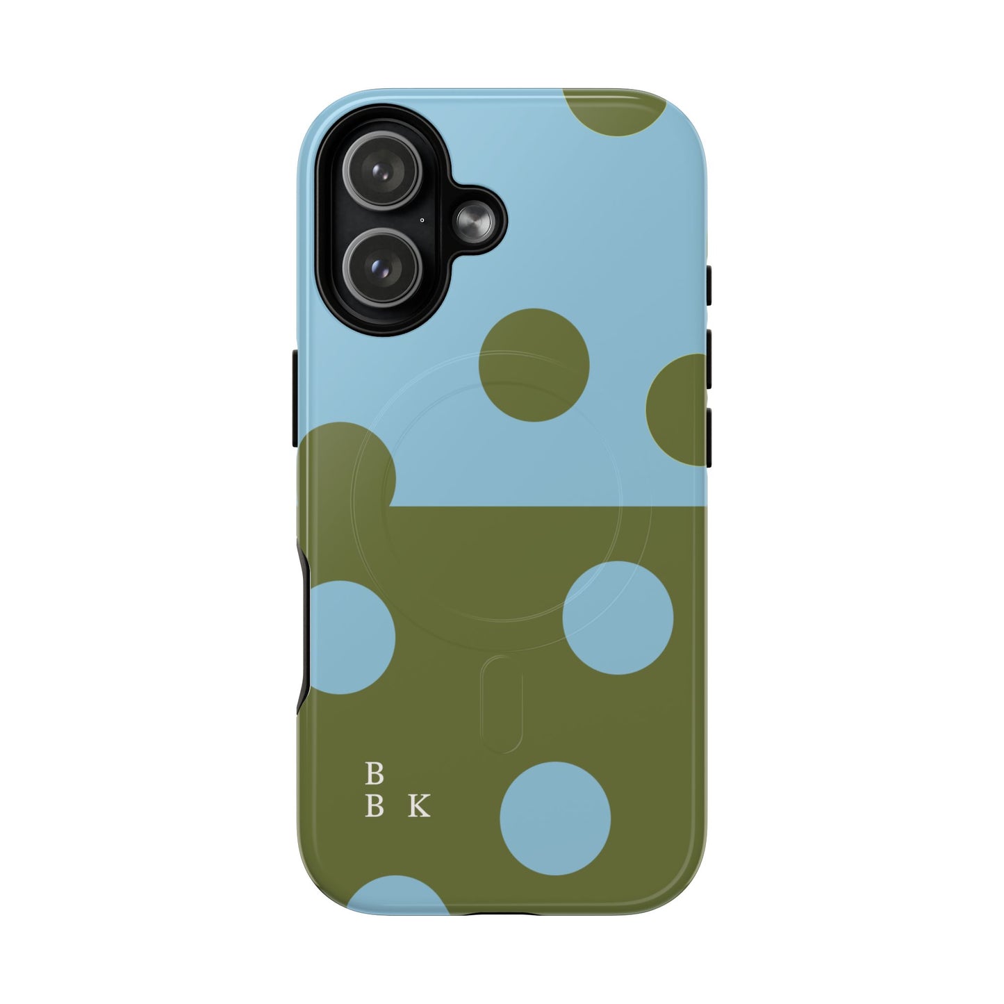 Polka Dot Magnetic Phone Case — Blue & Olive Protective Snap-On Cover
