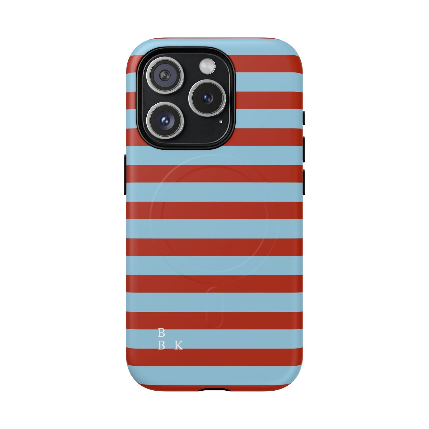 Striped Tough Magnetic Phone Case — Retro Red & Sky Blue