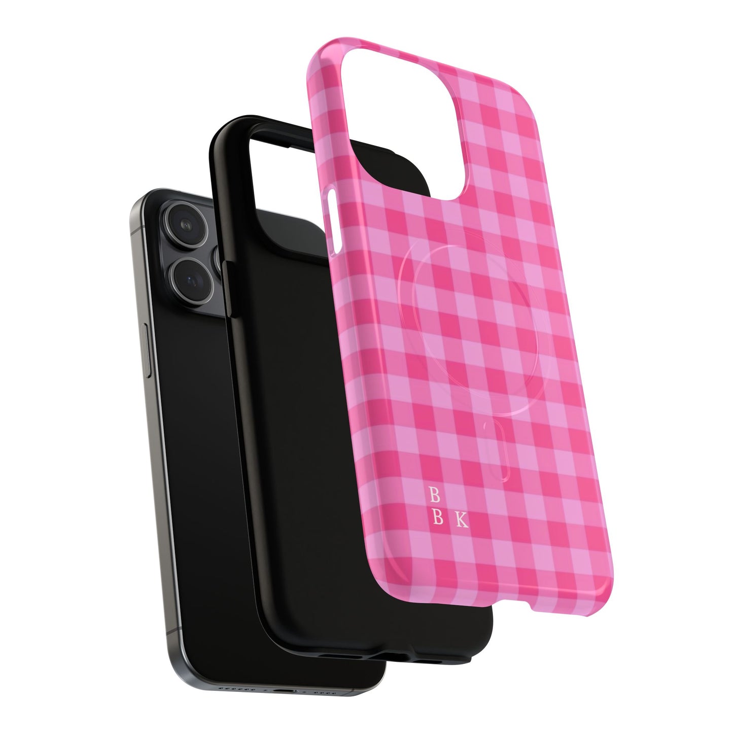 Pink Gingham Tough Magnetic Phone Case – Durable Checkered Design
