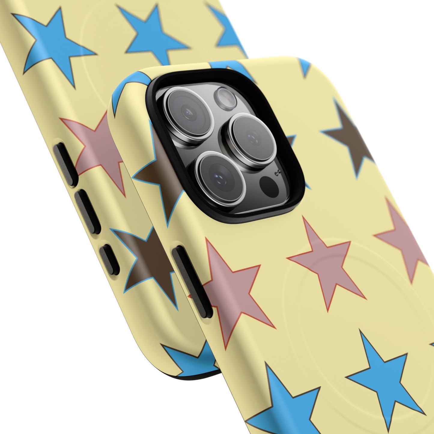 Star Pattern Tough Magnetic Phone Case — Colorful Retro Stars Protective Cover