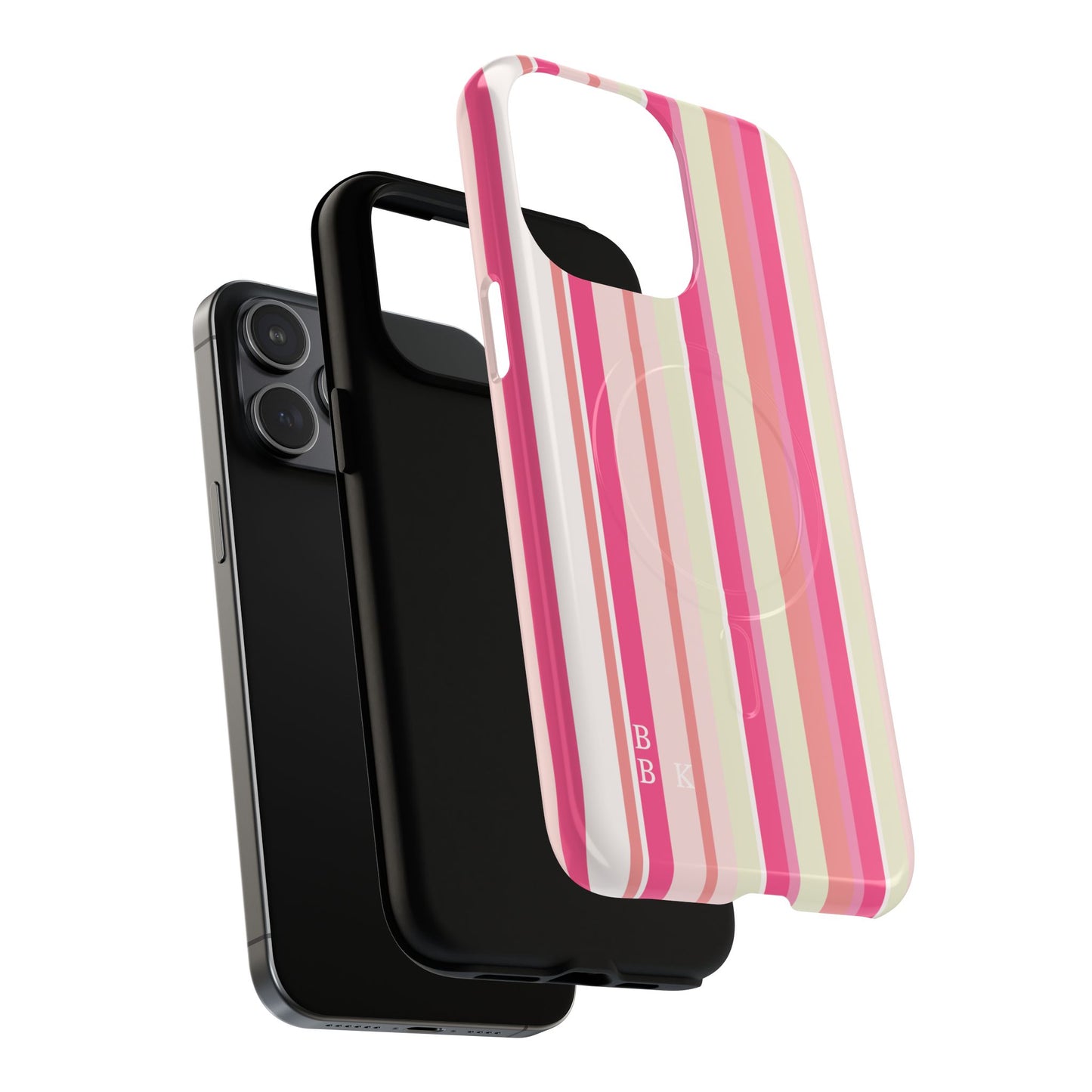 Magnetic Tough Case — Pink Striped Phone Cover (MagSafe Compatible)