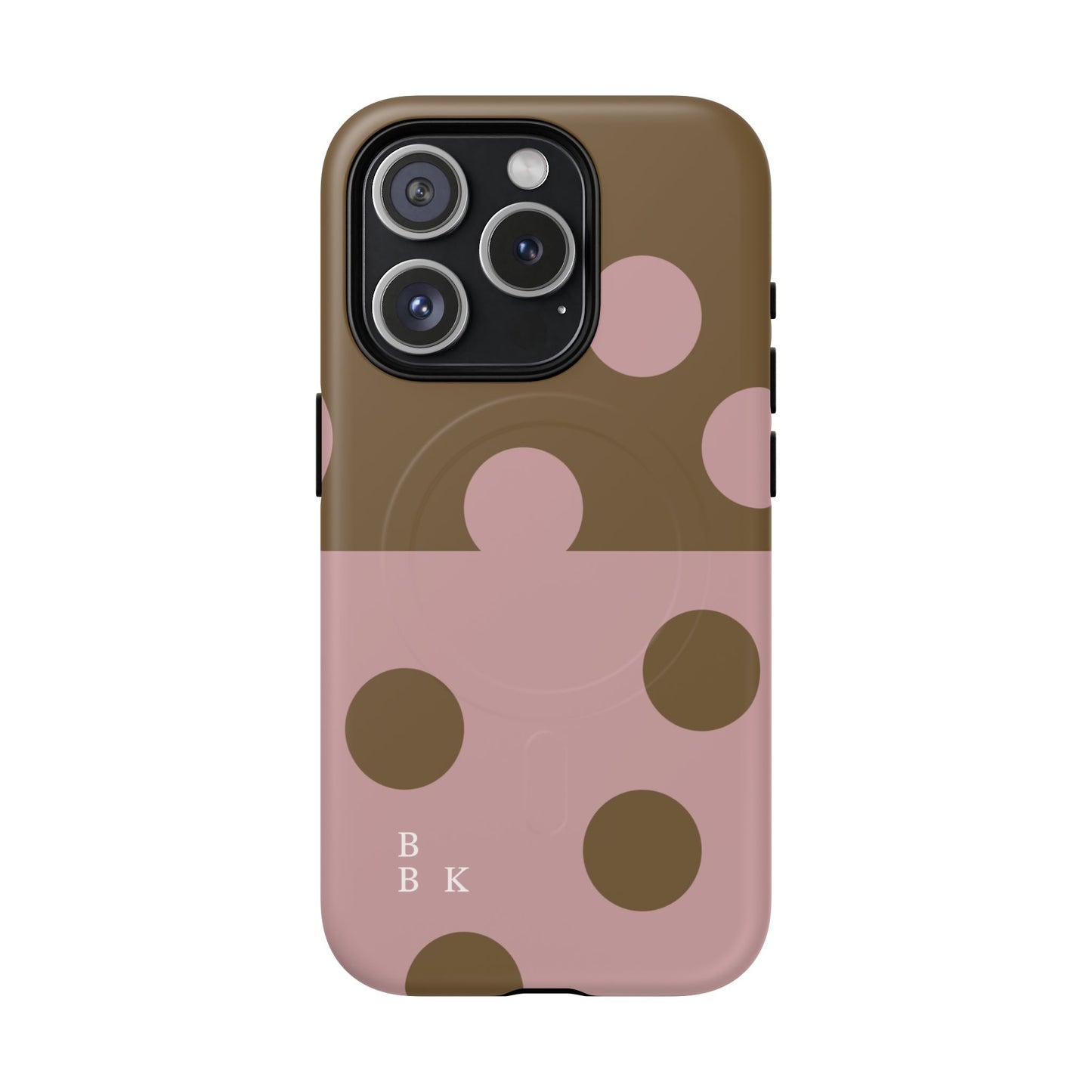 Pink + Yellow Polka Dot Magnetic Tough Case — Protective Magnetic Phone Case with 'BBK' Accent