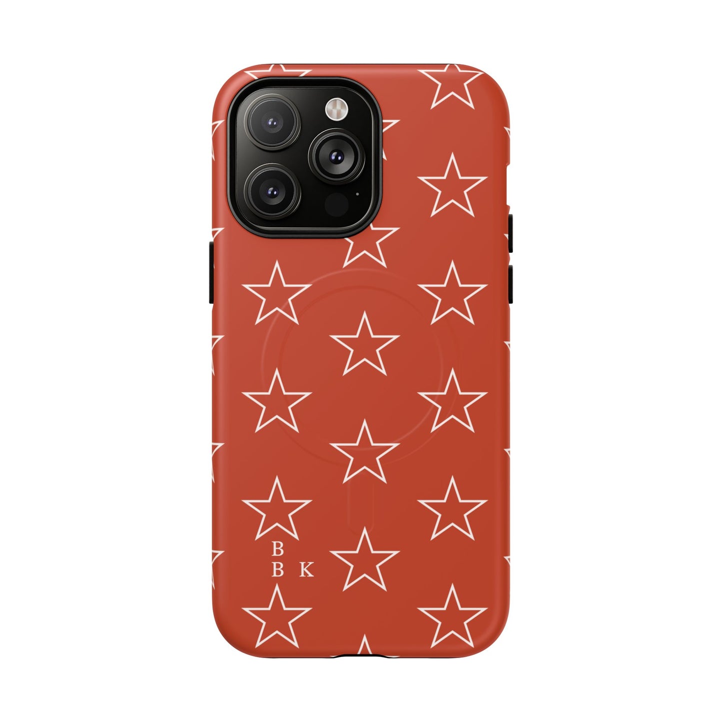 Star Pattern Tough Magnetic Phone Case — Rust Red Protective iPhone Cover
