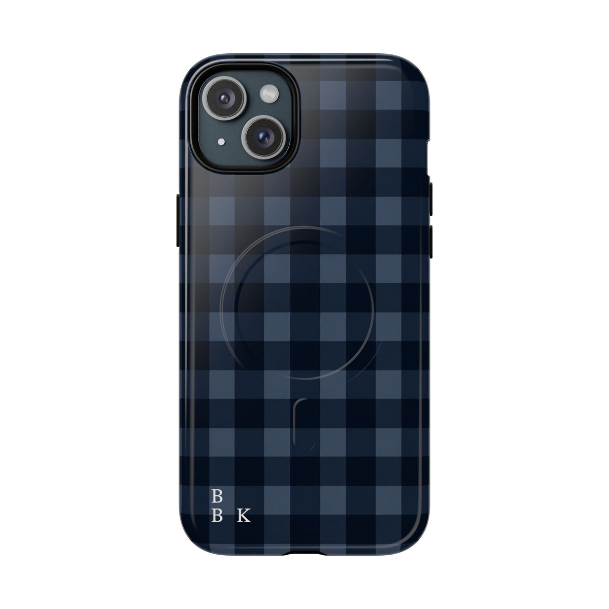 Plaid Magnetic Phone Case — Navy Buffalo Check Tough MagSafe-Compatible Case
