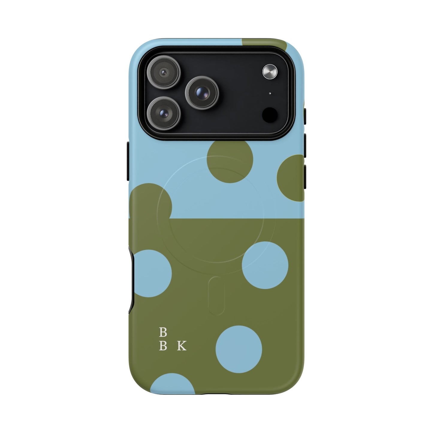 Polka Dot Magnetic Phone Case — Blue & Olive Protective Snap-On Cover