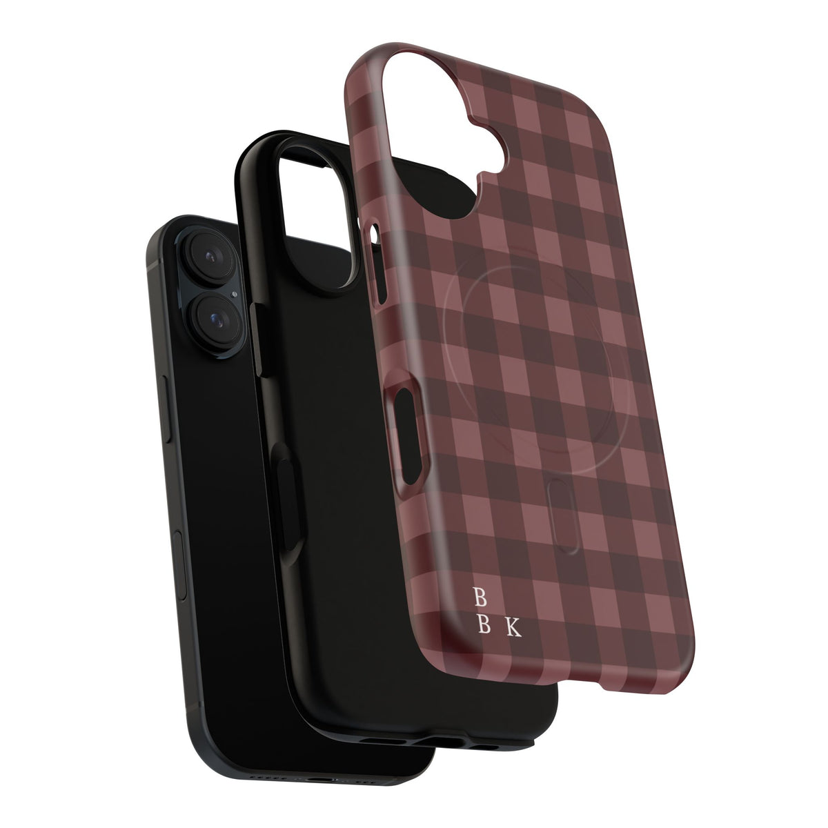 Plaid Magnetic Phone Case — Burgundy Buffalo Check Tough Protective Cover