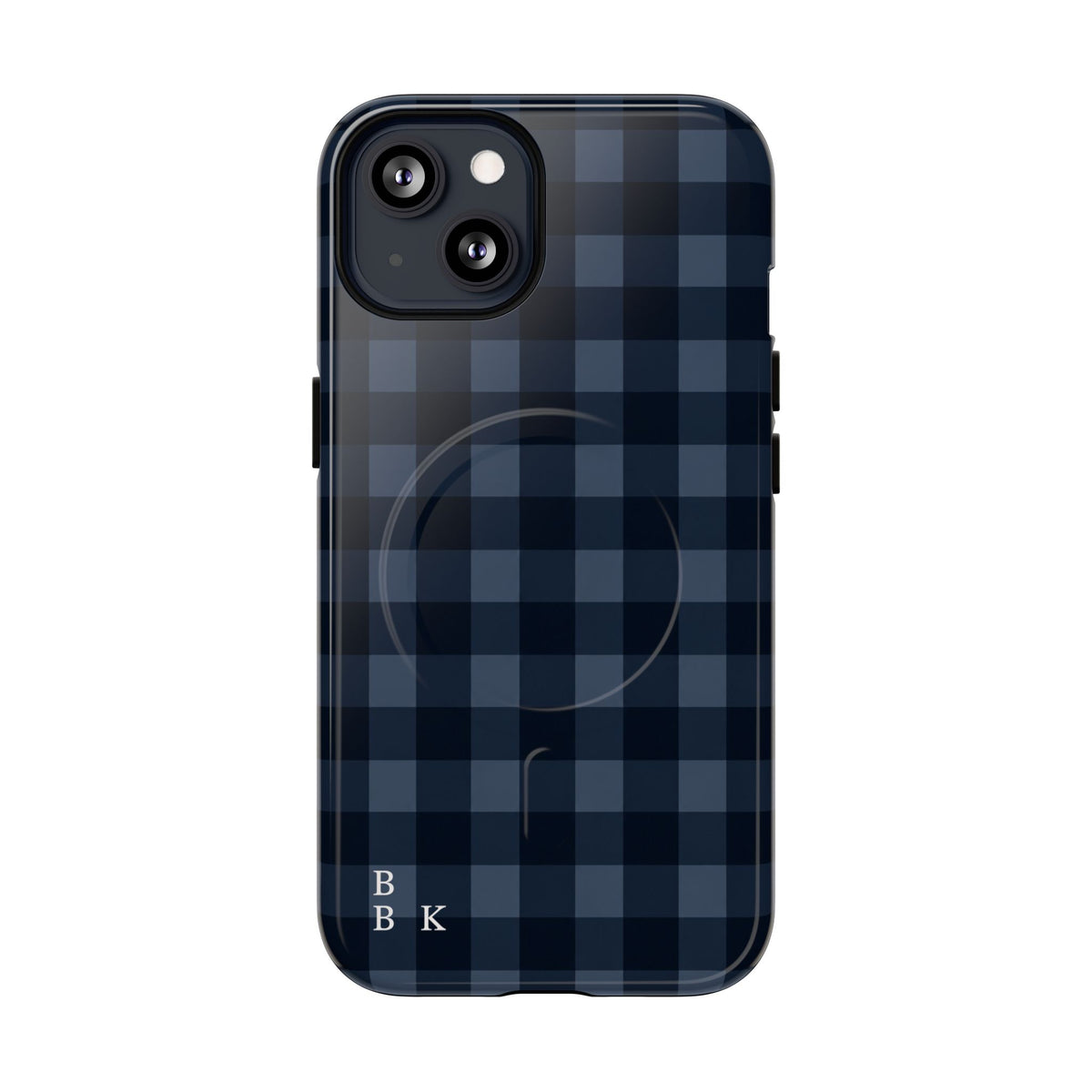 Plaid Magnetic Phone Case — Navy Buffalo Check Tough MagSafe-Compatible Case