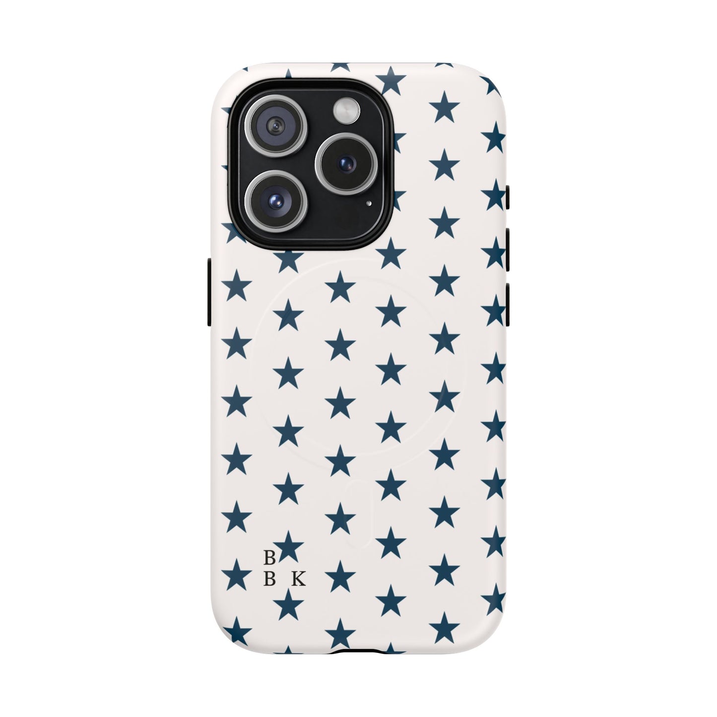 Star Pattern Tough Magnetic Phone Case — Navy Stars on White