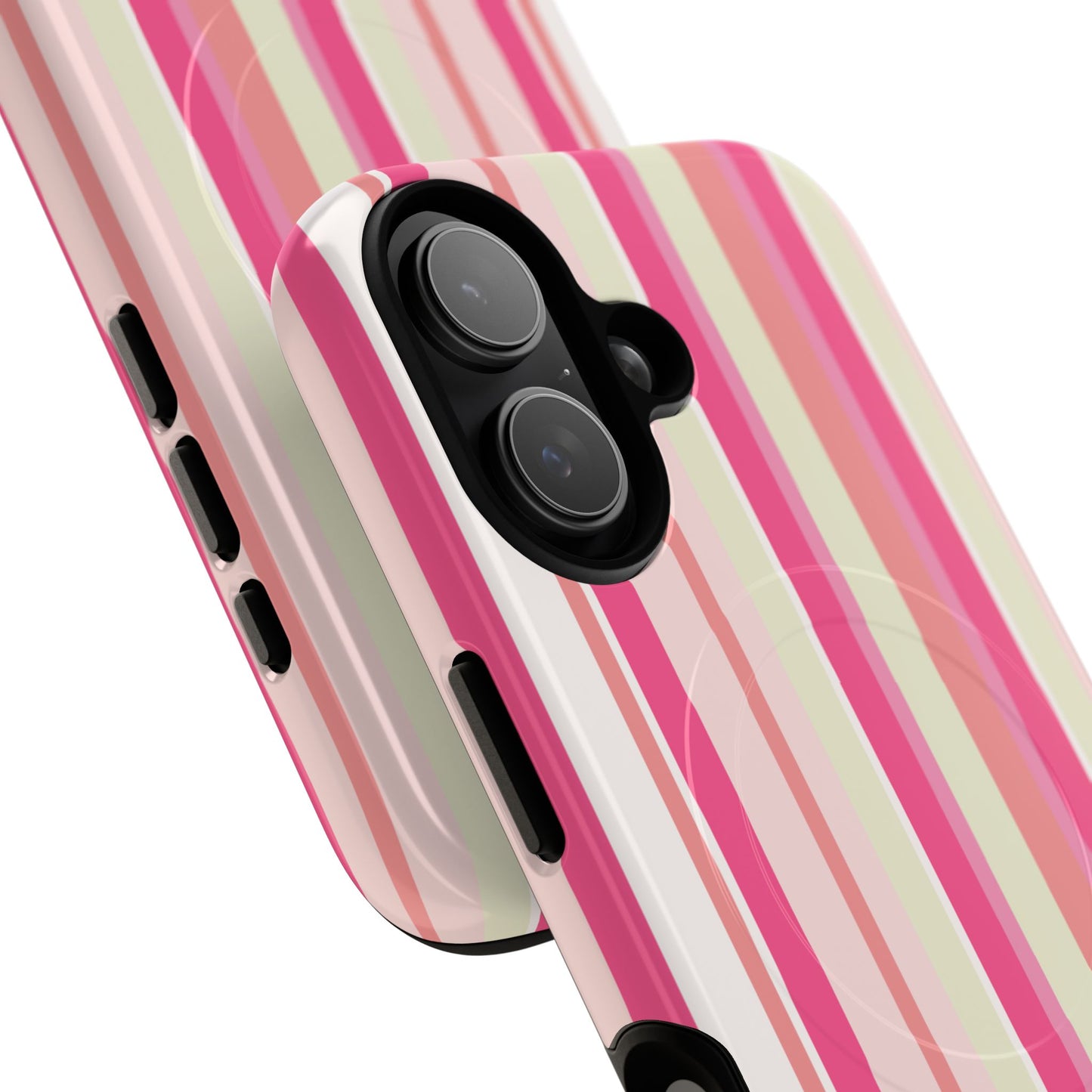 Magnetic Tough Case — Pink Striped Phone Cover (MagSafe Compatible)