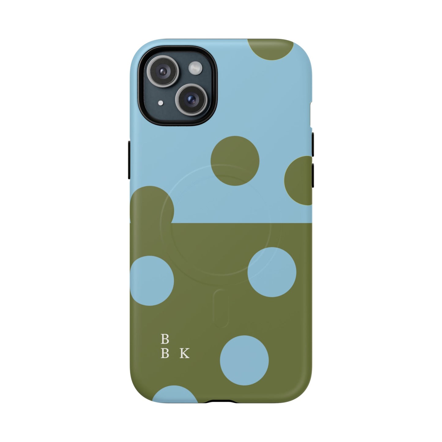 Polka Dot Magnetic Phone Case — Blue & Olive Protective Snap-On Cover