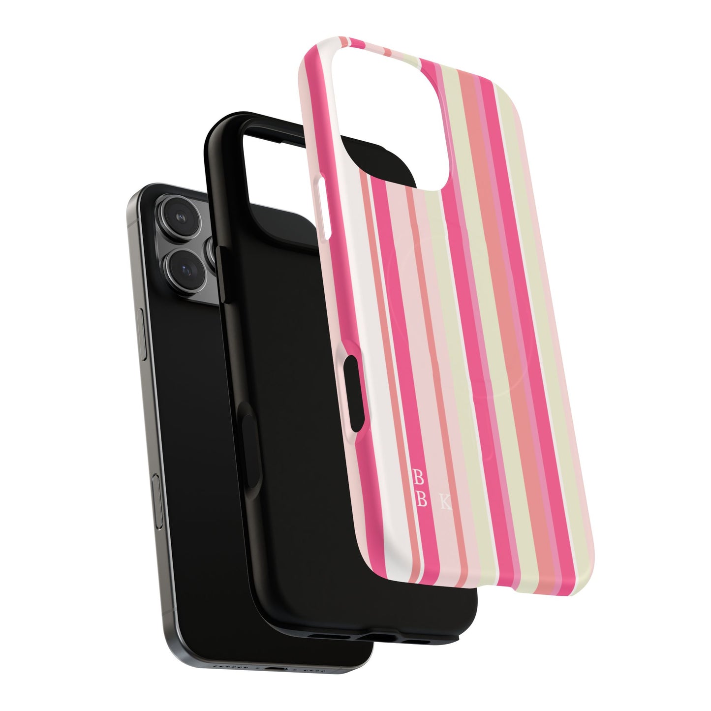 Magnetic Tough Case — Pink Striped Phone Cover (MagSafe Compatible)
