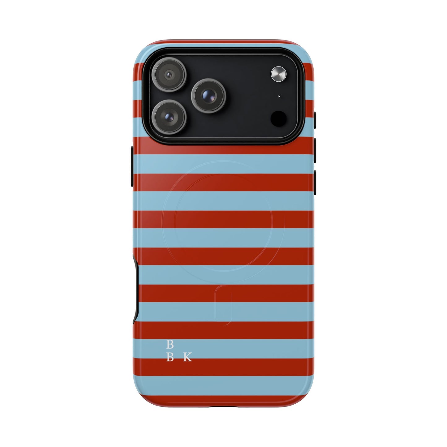 Striped Tough Magnetic Phone Case — Retro Red & Sky Blue