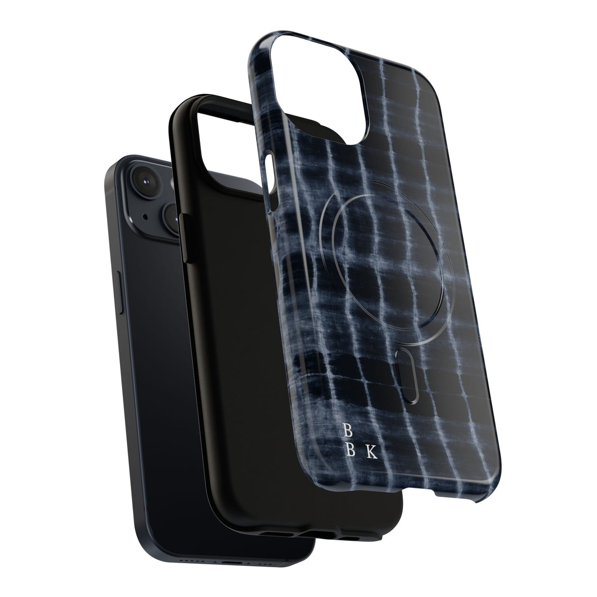 Magnetic Phone Case — Black Tie-Dye Tough Protective Cover with MagSafe