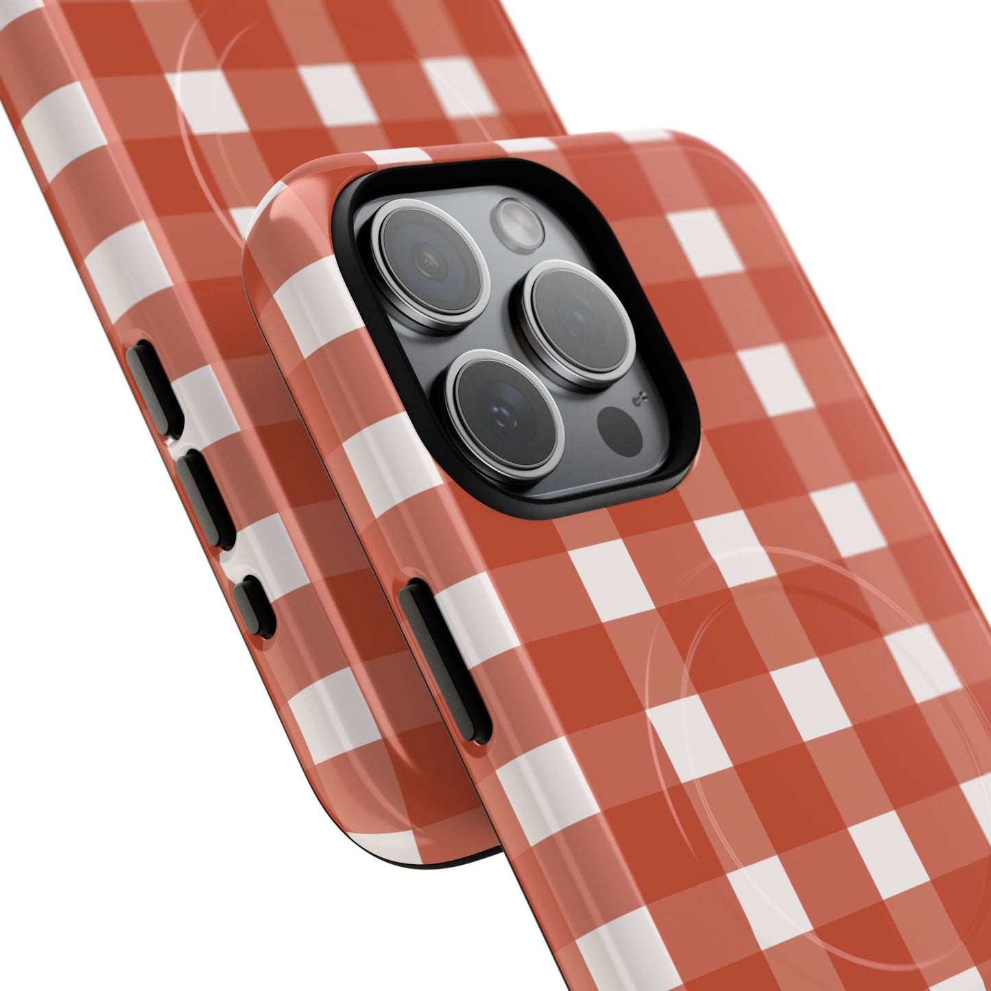 Burnt Orange Gingham Tough Magnetic Phone Case — Plaid Protective iPhone Cover