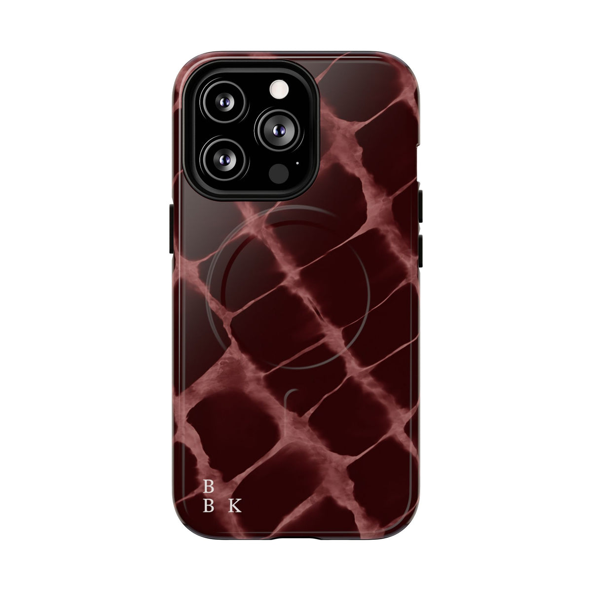 Magnetic Phone Case — Burgundy Marble Tough Protective Cover