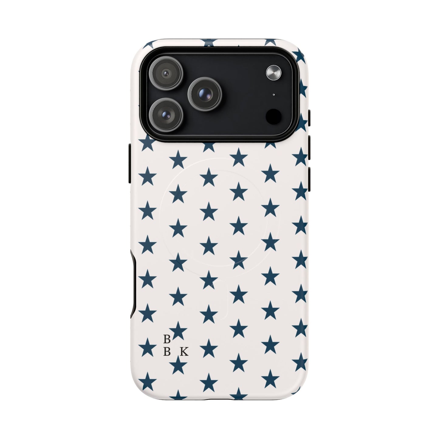 Star Pattern Tough Magnetic Phone Case — Navy Stars on White